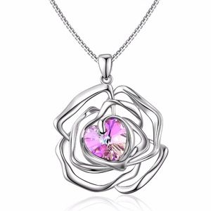 Swarovski Necklace 18K White Gold Flower Pendant
